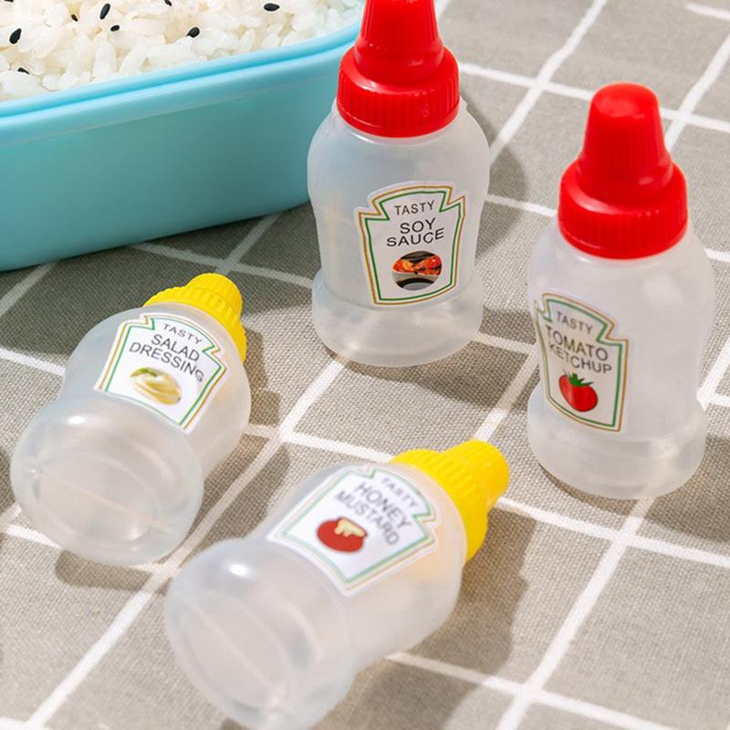 3Pcs/2Pcs Mini Seasoning Sauce Bottle Portable Tomato Ketchup Bottle Salad Dressing Container For Bento Lunch Box Kitchen Jars