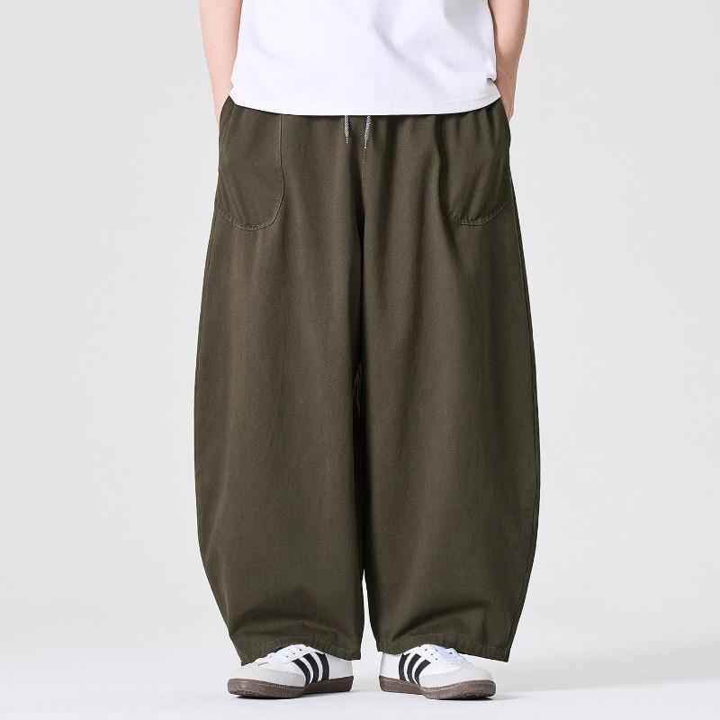 Pantaloni Cargo Casual Larghi Dritti Retro Taglie Forti da Uomo