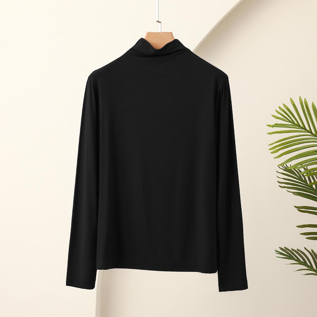L To 4XL Plus Size Turtle Neck Long Sleeve Tshirts Fall Winter Base Layer T-Shirt Solid Color Modal Comfort Tee Tops Undershirt