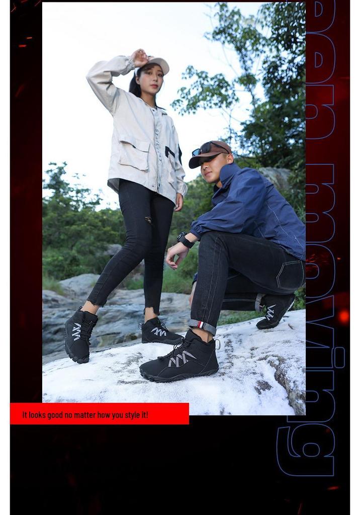 Men's Winter Non-slip Lace-up Cotton Snow Boots, Mid-top Sport Style, Couple's Edition.