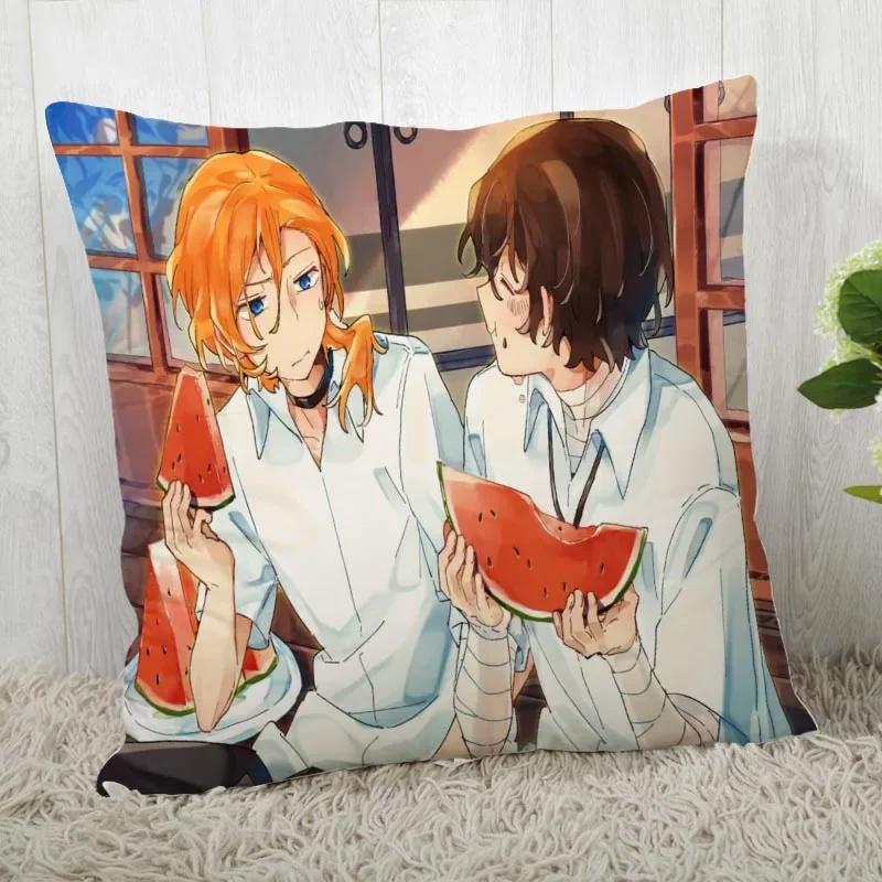 45*45 Pillow Case Bungo Stray Dogs Print For Wedding Pillow Cover Animals Pillowcases