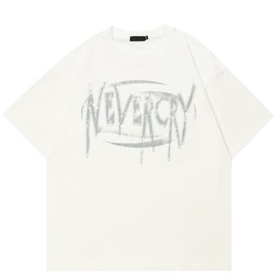 Maglietta con lettere grafiche streetwear, in cotone, unisex, estiva, a maniche corte
