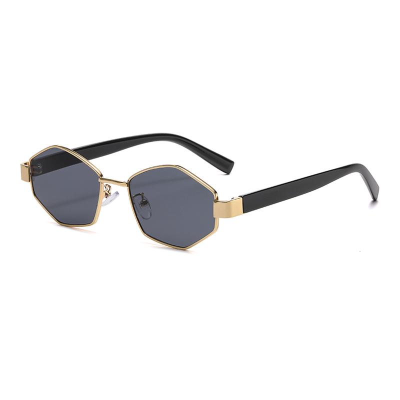 New Fashion Polygonal Metal Frame Sunglasses UV400 Protection Trendy Unisex Outdoor Driving Glasses