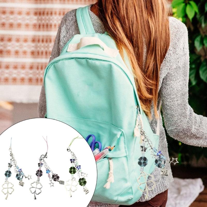 Stylish Lucky Clovers Phone Charm Handmade Craft Supplies Acrylic and Alloy Phone Chain for Bags and Adults Daily Use