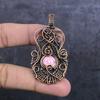 Natural Pink Flower Gemstone Copper Wire Wrap Jewelry Pendant 2.52" C5J01