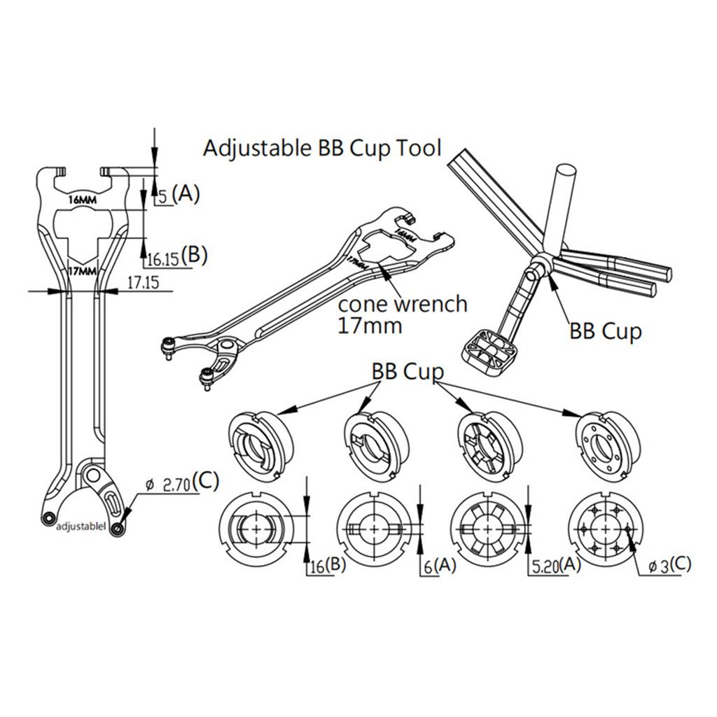 BB MTB/Road Bike Bottom Bracket Wrench BB Bottom Bracket Installation And Removal Tool Suitable for Central Axis Wrench