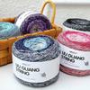 200g Hilo para Tarta Degradado Galaxia con Purpurina 1.5mm Seda Plateada Segmento de Algodón Hueco Teñido Ganchillo Envoltura Hilo Redondo Colorido