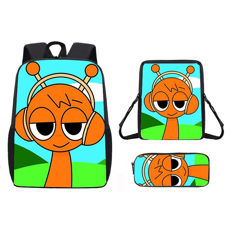 Incredibox Sprunki Pattern Backpack Shoulder Bag Pencil Case Three Set Piece