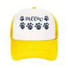 Meow Paw Print Trucker Hat Cat Lover Casual Polyester Mesh Baseball Cap Unisex Summer
