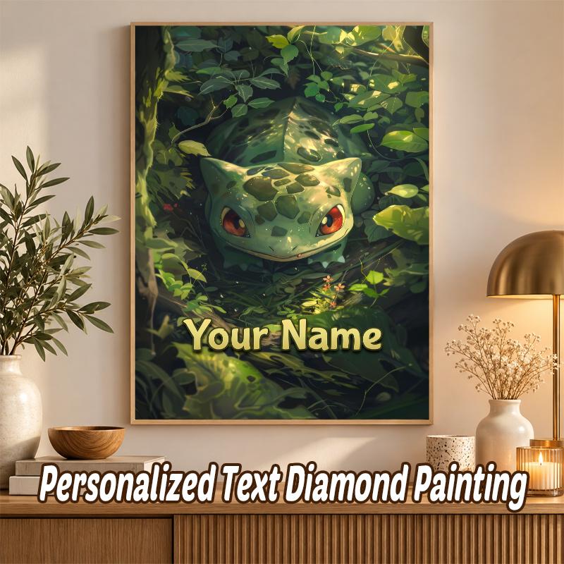 Bulbasaur Custom Name Diamond Painting Personalized 5D Full Drill DIY Diamond Art Home Decor