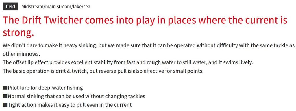 Bassday Sugar Minnow Drift Twitcher 85S Sinking Lure FL-396 (1709)