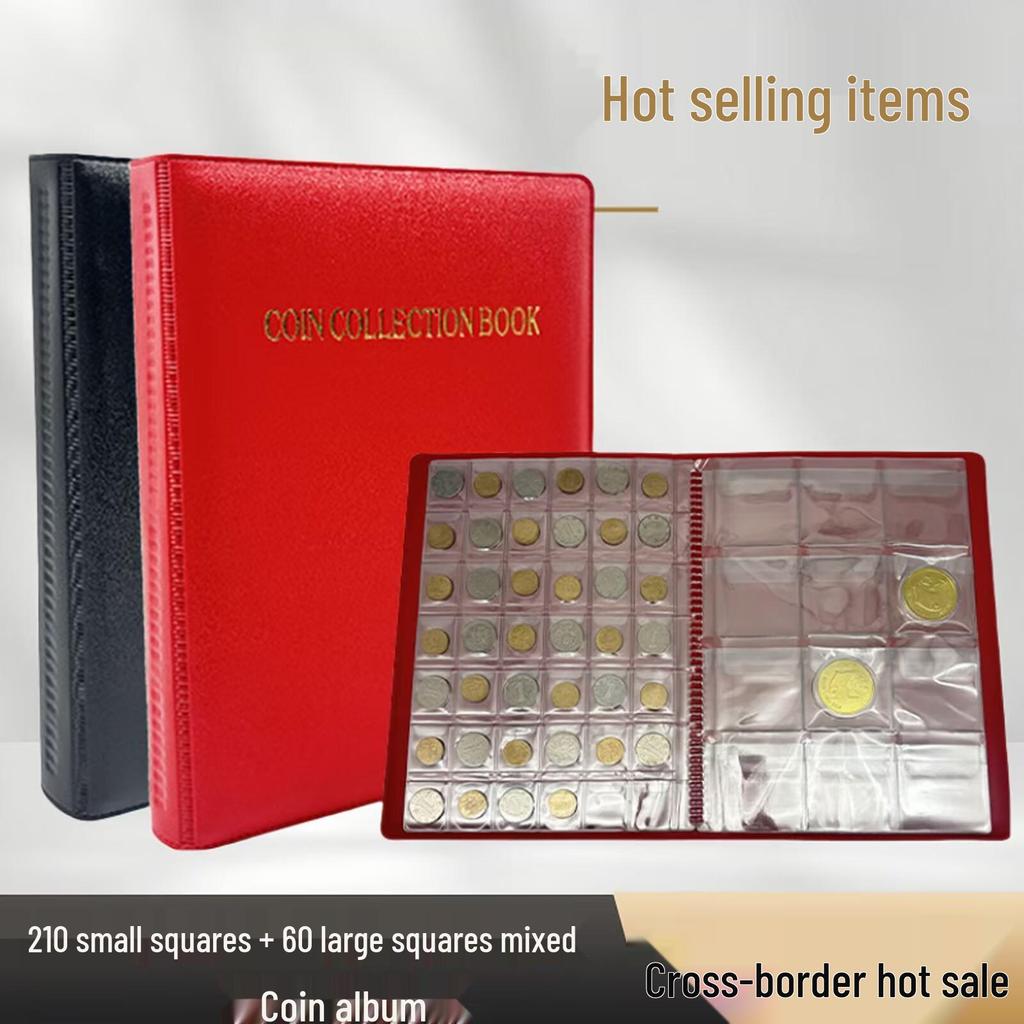 A4 Coin Collection Album: 210 Small Pockets + 60 Large Pockets for Mixed Ancient and Commemorative Coins, Loose-leaf Storage.