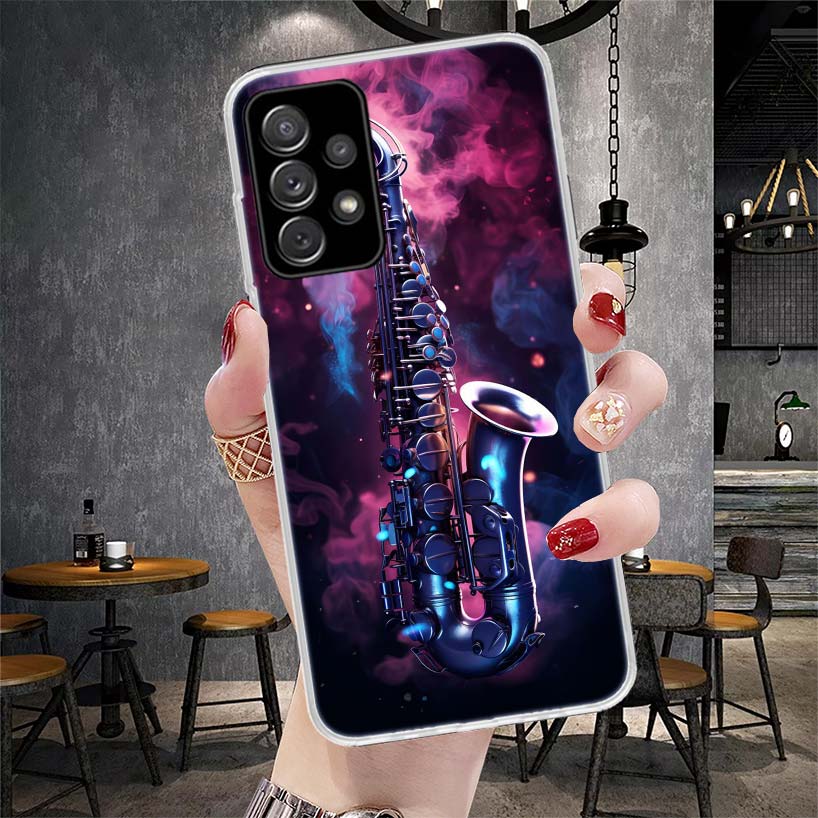 Music Saxophone Instrument Phone Case For Samsung Galaxy A13 A14 A15 A16 A17 A53 A54 A55 A56 A57 A33 A34 A35 A36 A37 A23 A24 A25