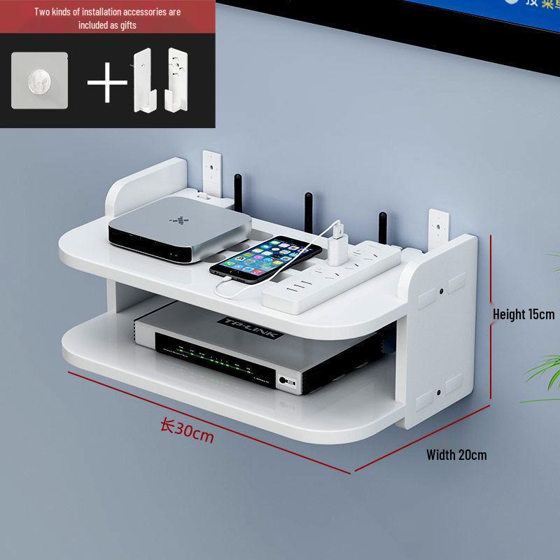 Wall-Mounted Wireless Router Shelf & Cable Organizer for Living Room