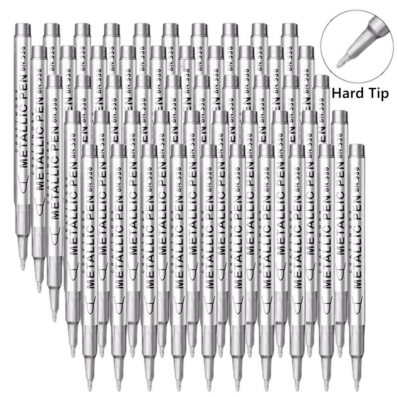 1/10/50Pcs Art Writing Gold Silver White Metallic Paint Pen Set Brush Tip Marker Pen Acrylic Paint Markers Stationery Supplies