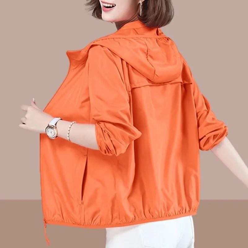 Women Sun Protection Clothing Summer  Anti-Ultraviolet Coat Female Hooded Jacket Zipper Loose Outerwear