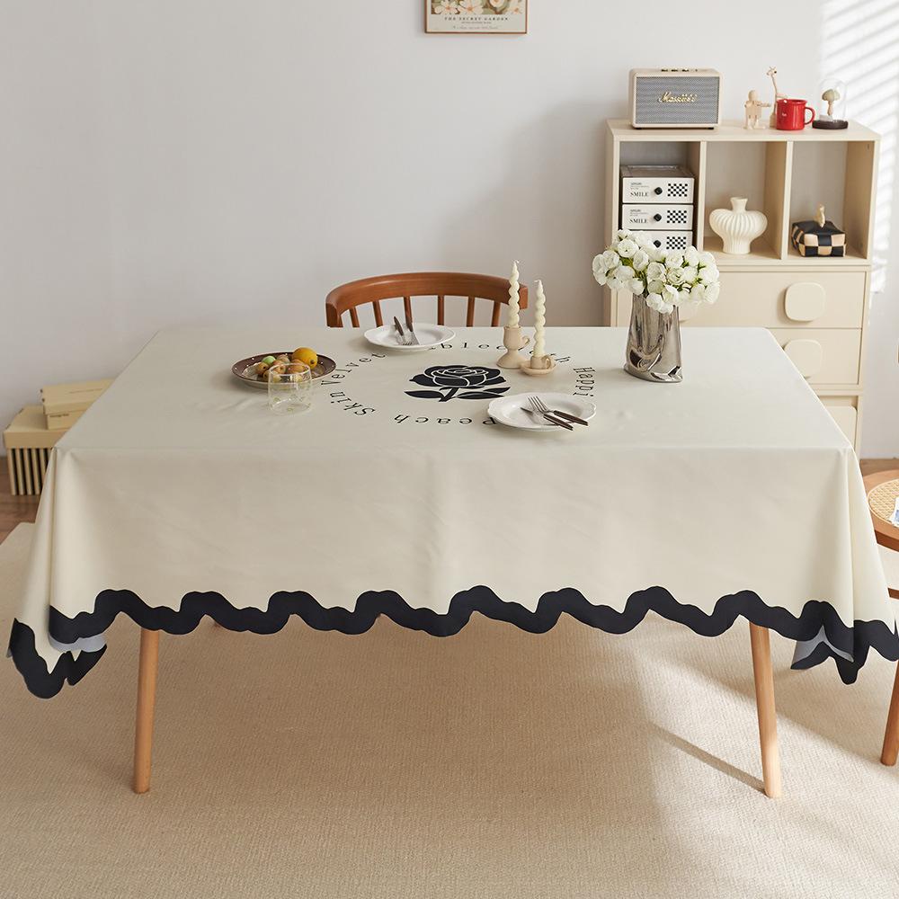 Light Luxury Atmosphere Waterproof French Retro Dining Table Mat: Table Anti-Scald Tablecloth Coffee Table Tablecloth