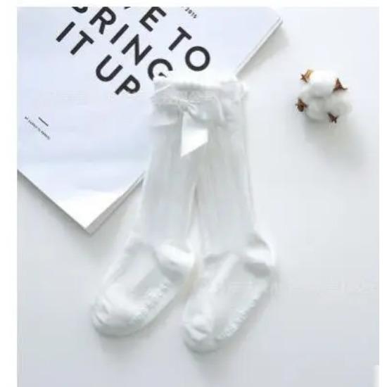 Baby Girls Kids Winter Non-slip Socks Bow Summer Spring Mesh Newborn  Terry Cotton Sokken Princess Knee High Long Socks