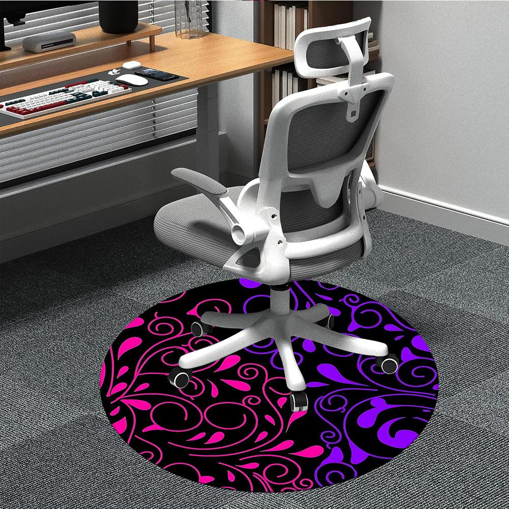 

1pc Floral Swirls Office Round Area Rug, Indoor Mat Suitable ForOffice, Under Office Chairs Bedroom Living Room Home Decor, Room Deco T088 80cm by 80cm