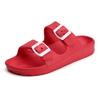 Double Buckle Adjustable EVA Sandals - Comfortable Arch Support, Waterproof, Flat Heel, Open Toe, Casual Style, Solid Color, No Printing