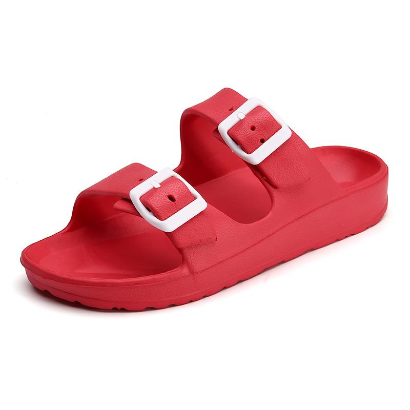 Double Buckle Adjustable EVA Sandals - Comfortable Arch Support, Waterproof, Flat Heel, Open Toe, Casual Style, Solid Color, No Printing