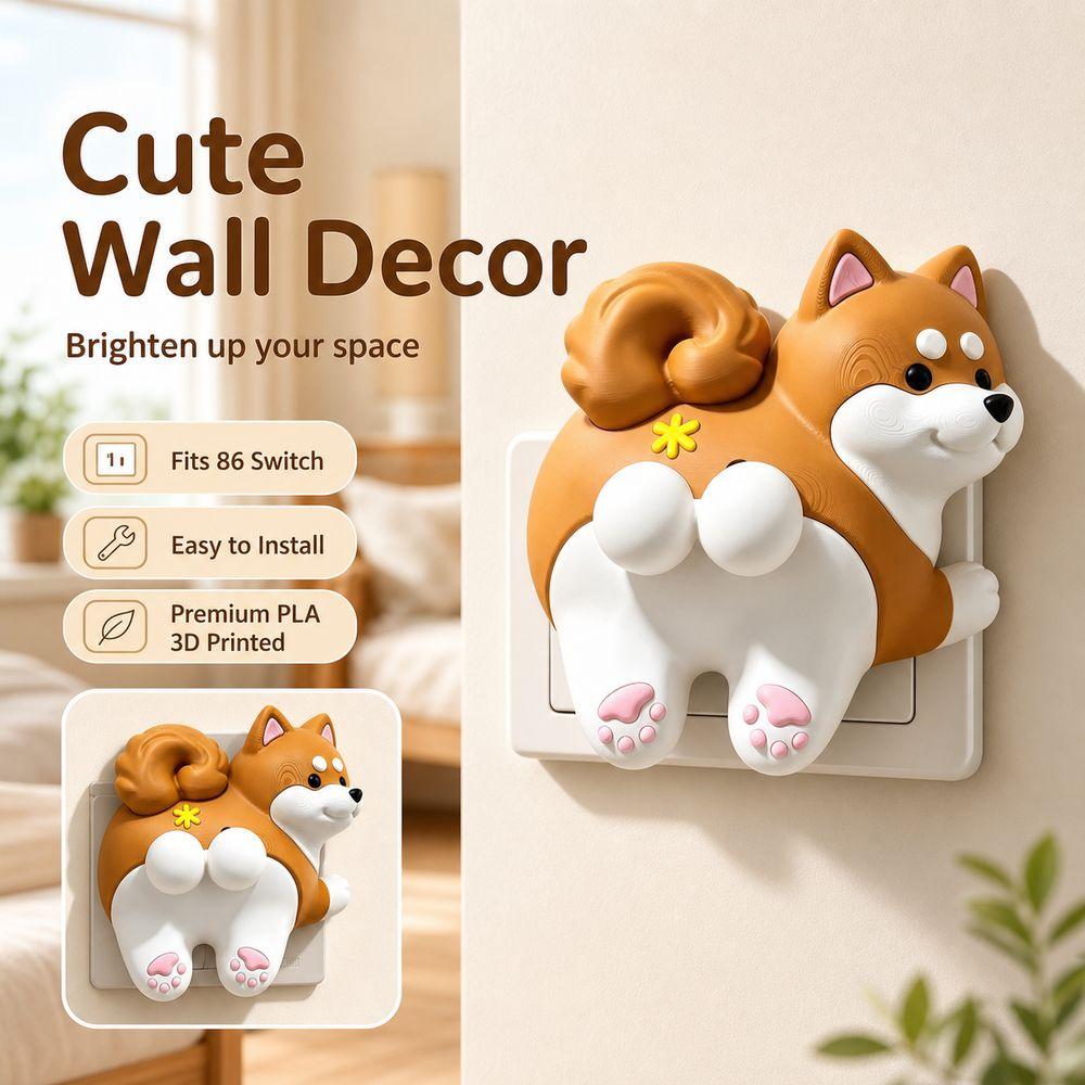 86 Wall Switch Wall Switch Plate Dog's Butt Creative Switch Ornament  Wall Switch Decor