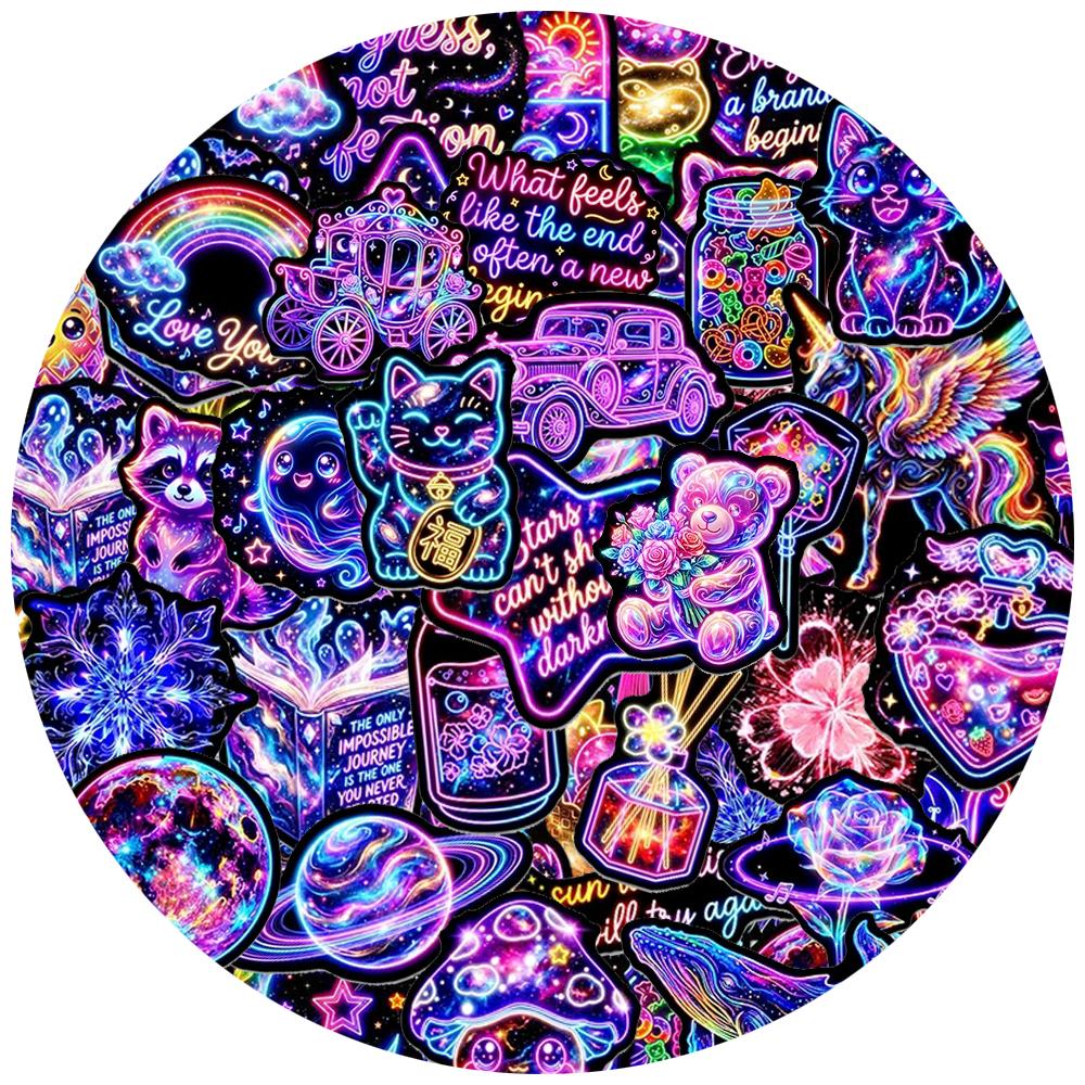 10/30/50pcs Cute Funny Cartoon Neon Graffiti Stickers Aesthetic Decals DIY Laptop Scrapbook Phone Case Diary Decoration Sticker