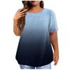 Dámské klasické triko Vintage Gradient skládané s krátkým rukávem Tričko Top Plus Size Pullover Basic Top