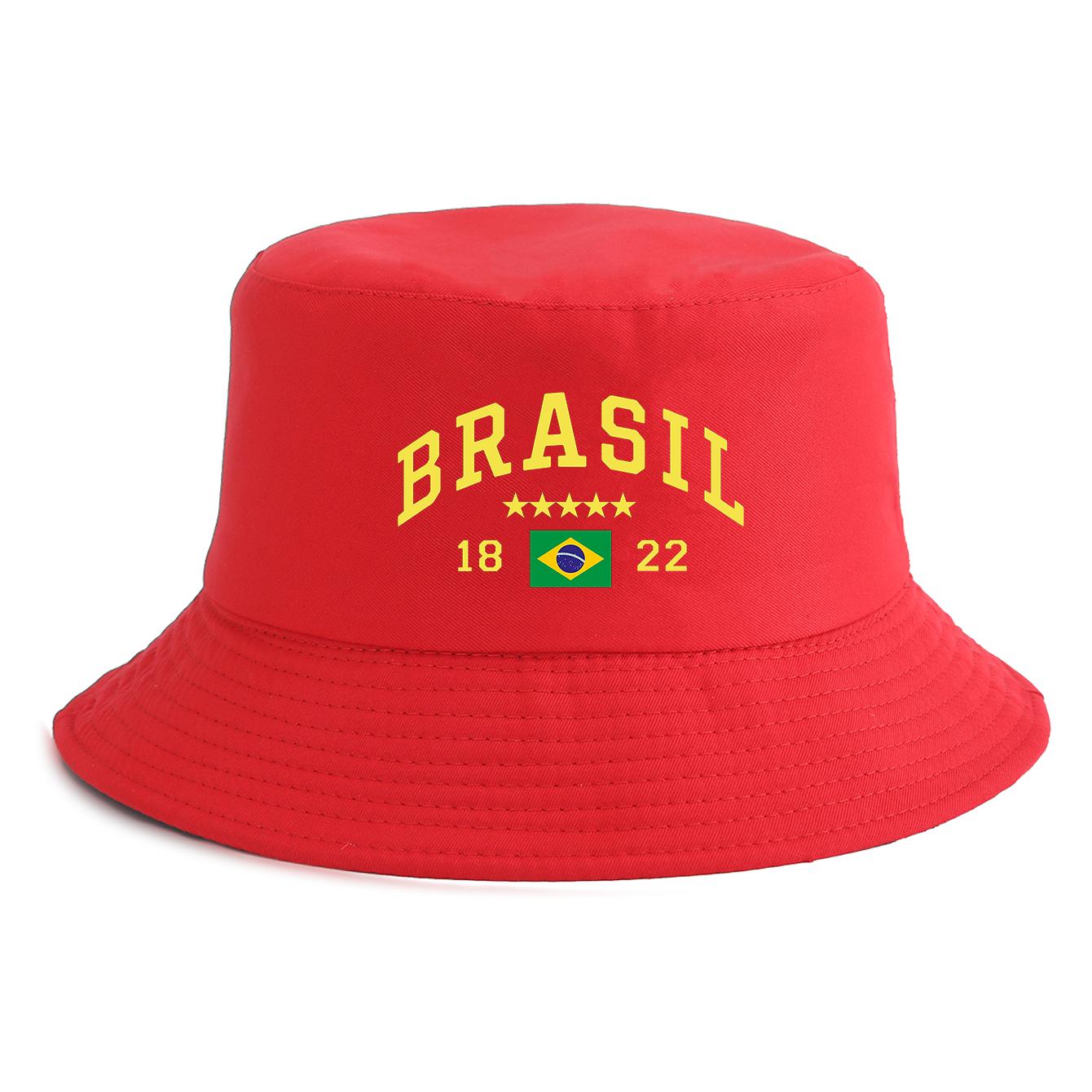 Unisex Brasil Flag Print Bucket Hat Reversible Retro Fisherman Cap Available in Multiple Retro Colors Outdoor Sun Protection Hat красный