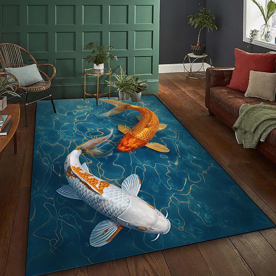 

1 Piece of Koi Water Pattern Rug, Suitable for Living Room/bedroom/office/camping/picnic, Is An Ideal Home Decoration, 60x90(23x35in)