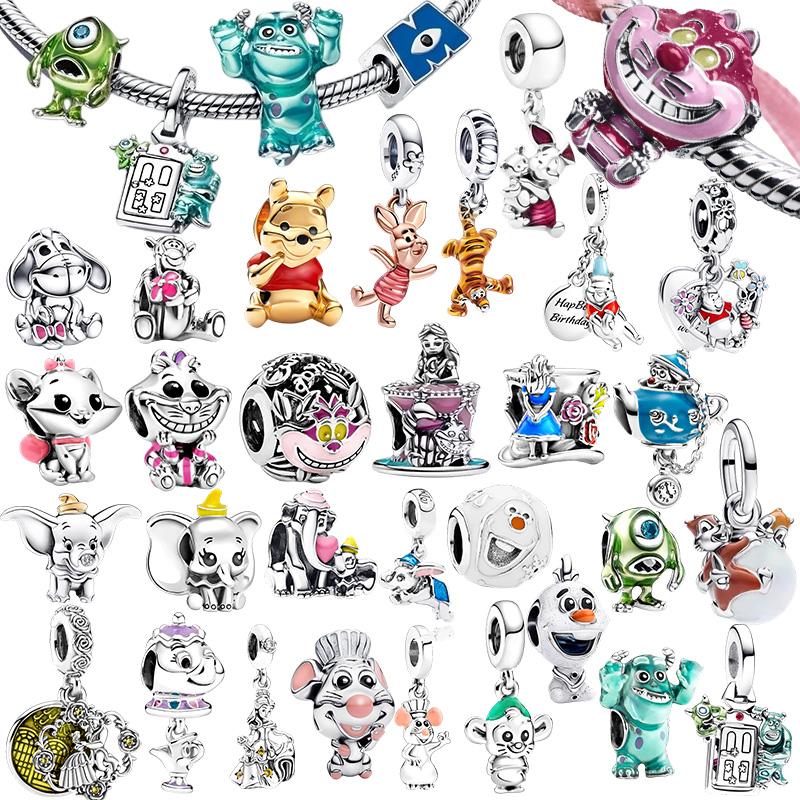 New Disney Charms Bracelet Winnie the Pooh Beauty and the Beast Dumbo Monsters Inc Jewelry for Women