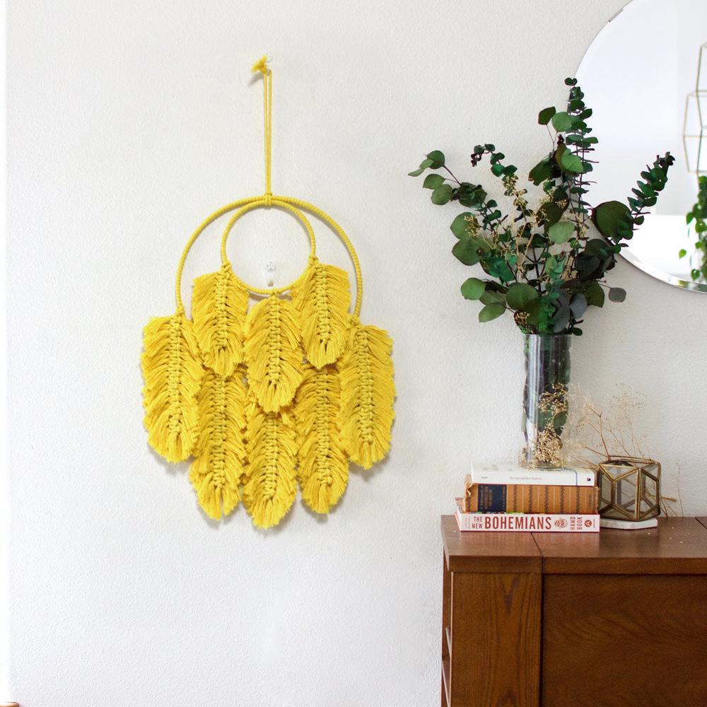 Hand-Woven Cotton Rope Sunrise Sunset Wall Tapestry for Room Décor