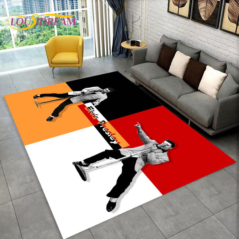 The King Elvis Presley Retro-Teppich, Teppich für Wohnzimmer, Schlafzimmer, Sofa, Fußmatte, Dekoration, Kinder spielen, rutschfeste Bodenmatte, 3D
