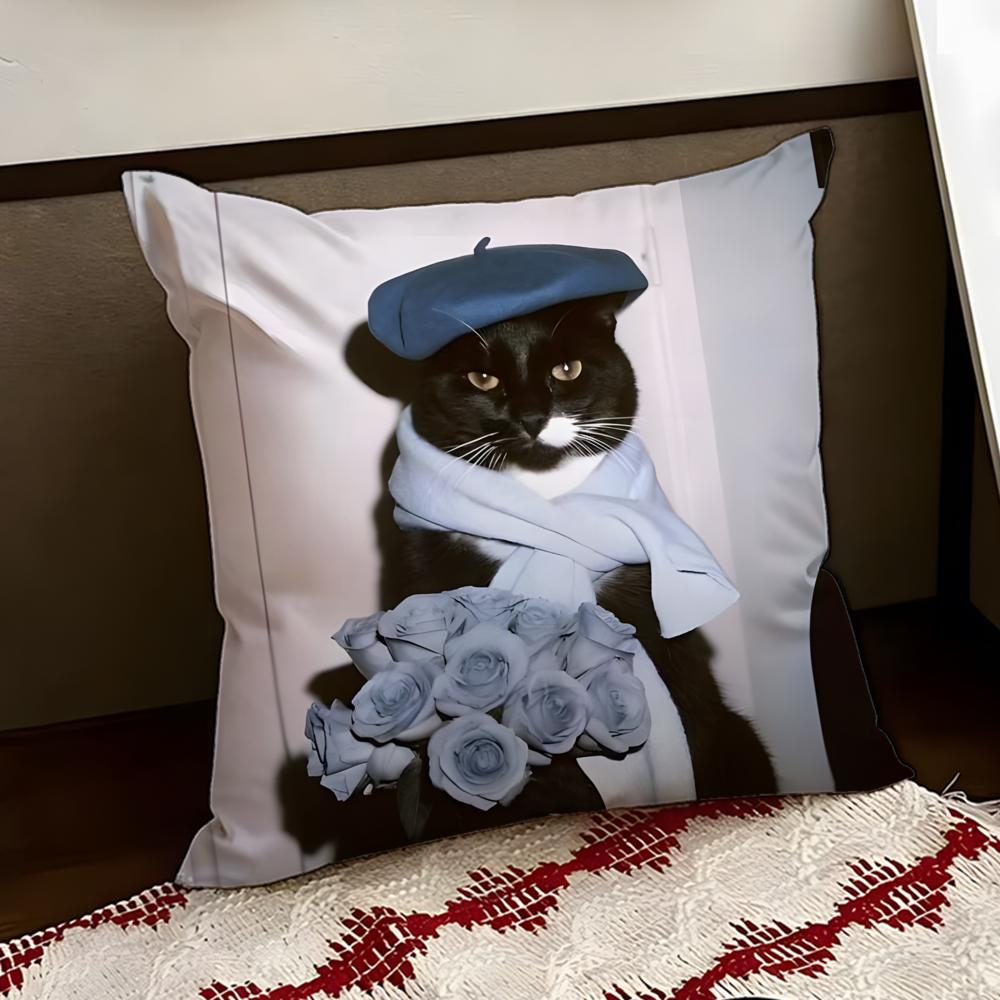 Black Ccat Cushion Cover Reversible Soft Durable Pillow Cover Home  Car MultiScene Use for Daily Comfort