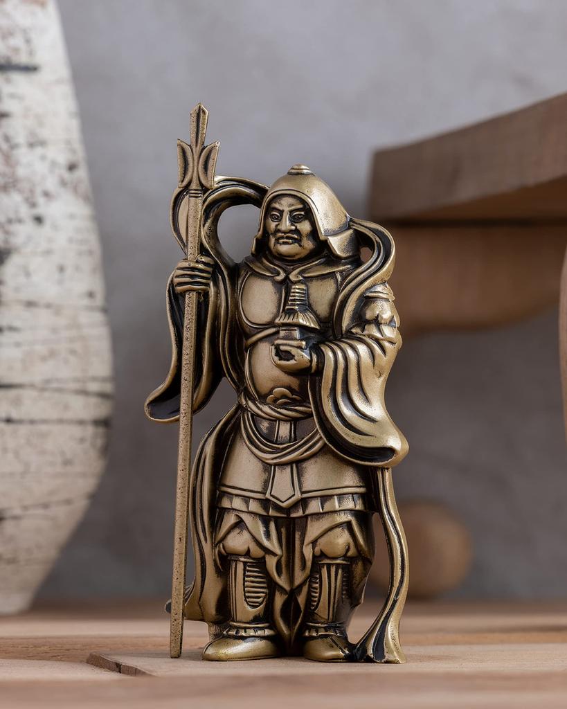 Sete Deuses da Boa Sorte Bishamonten Ouro Sedoso Budista Hideun Makita Estátua de Buda Ornamento Cobre de Takaoka escultor Protótipo_Kobiki