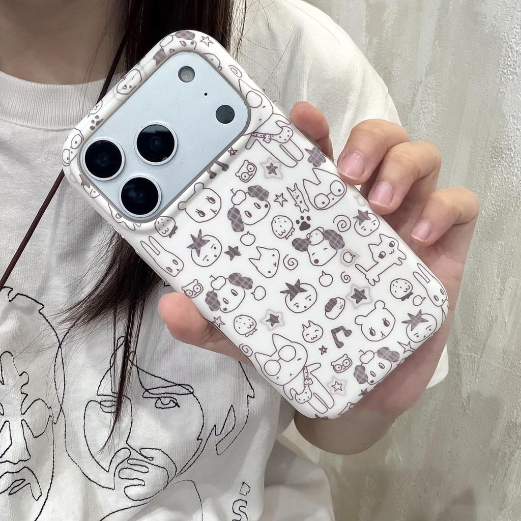 Cute Cartoon iPhone Case for 16ProMax/15/14 – Frosted, Anti-Drop