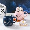 Astronaut Series Space Mug with Cover Spoon Ceramic Couple Water Cup Girl Gift Set Gift for Boyfriend