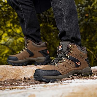 Herren High-Top-Schuhe mit weicher Sohle Rutschfest Reise Klettern Camping Schuhe Basic Stiefel Lässige Leder-Knöchelstiefel für Herren