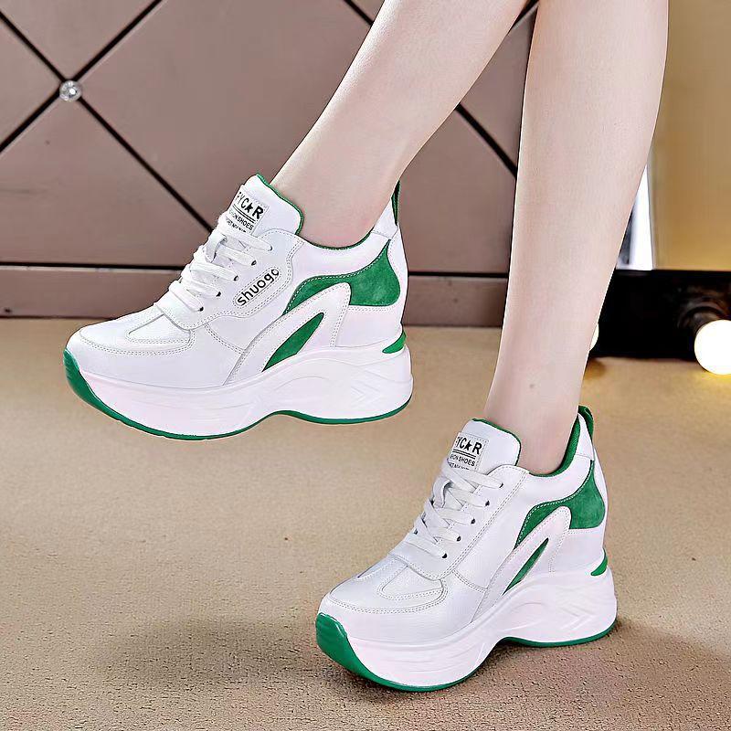 Inner Height-increasing Women's Shoes, Thick-soled Little White Shoes for Women 2025 Autumn New Models, Thin 8cm Small Breathable Sneakers for Women