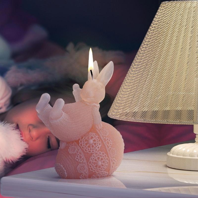 Candle Mold Aromatherapy Candle Mold 3D Bouncing Rabbit Plaster Epoxy Mold for DIY Crafts Soap Present Candle Making