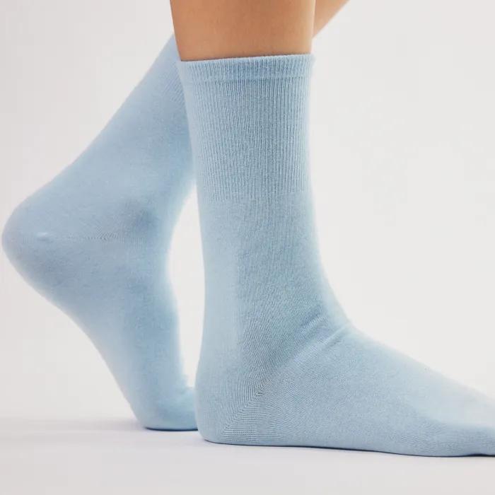 Cerulean Blue Solid Color Long Socks