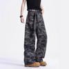 American Retro Camouflage Wide-leg Jeans Men's Trendy Brand Scimitar Logging Pants Loose Tooling Straight Casual Long Pants