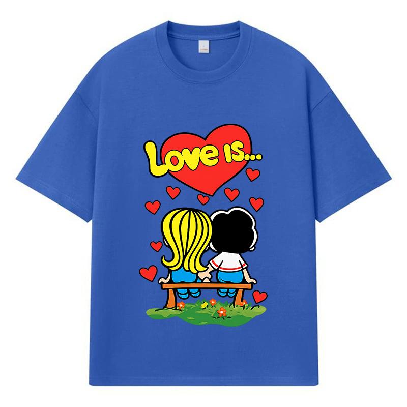 2026 Love Is Graphic Y2k Harajuku Streetwear 100% Cotton T Shirt Casual Oversized Summer Men T-shirt