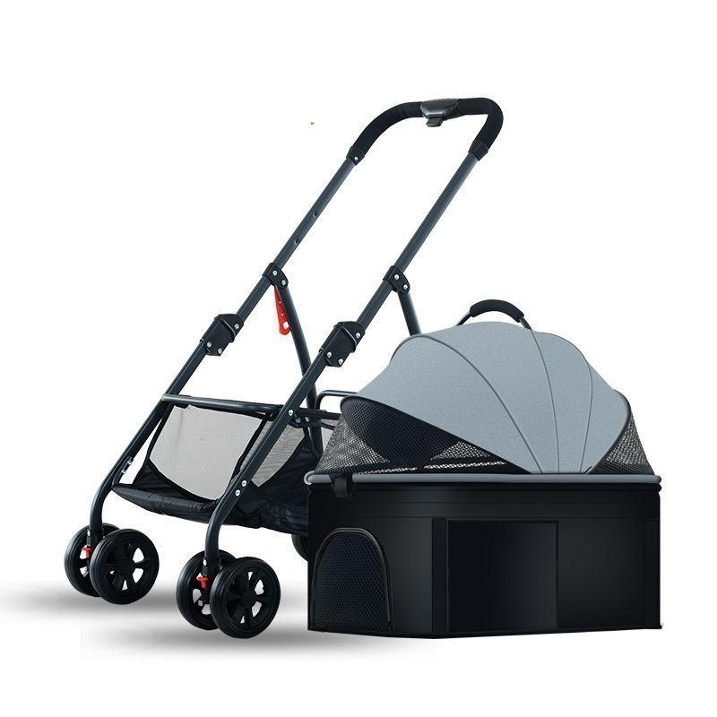 Lightweight Foldable Pet Stroller with Detachable Cage for Small Dogs & Cats