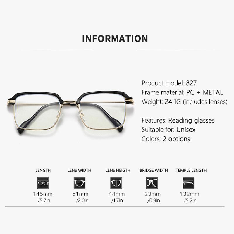 New Anti Blue Light Reading Glasses With Eyebrows, Men's Fashionable High-definition Half Frame Reading Glasses 827
