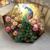 1 PC Automatic Folding Umbrella - Peacock Garden Pattern, Portable & Foldable Design with 8 Ribs, Christmas Birthday Gifts