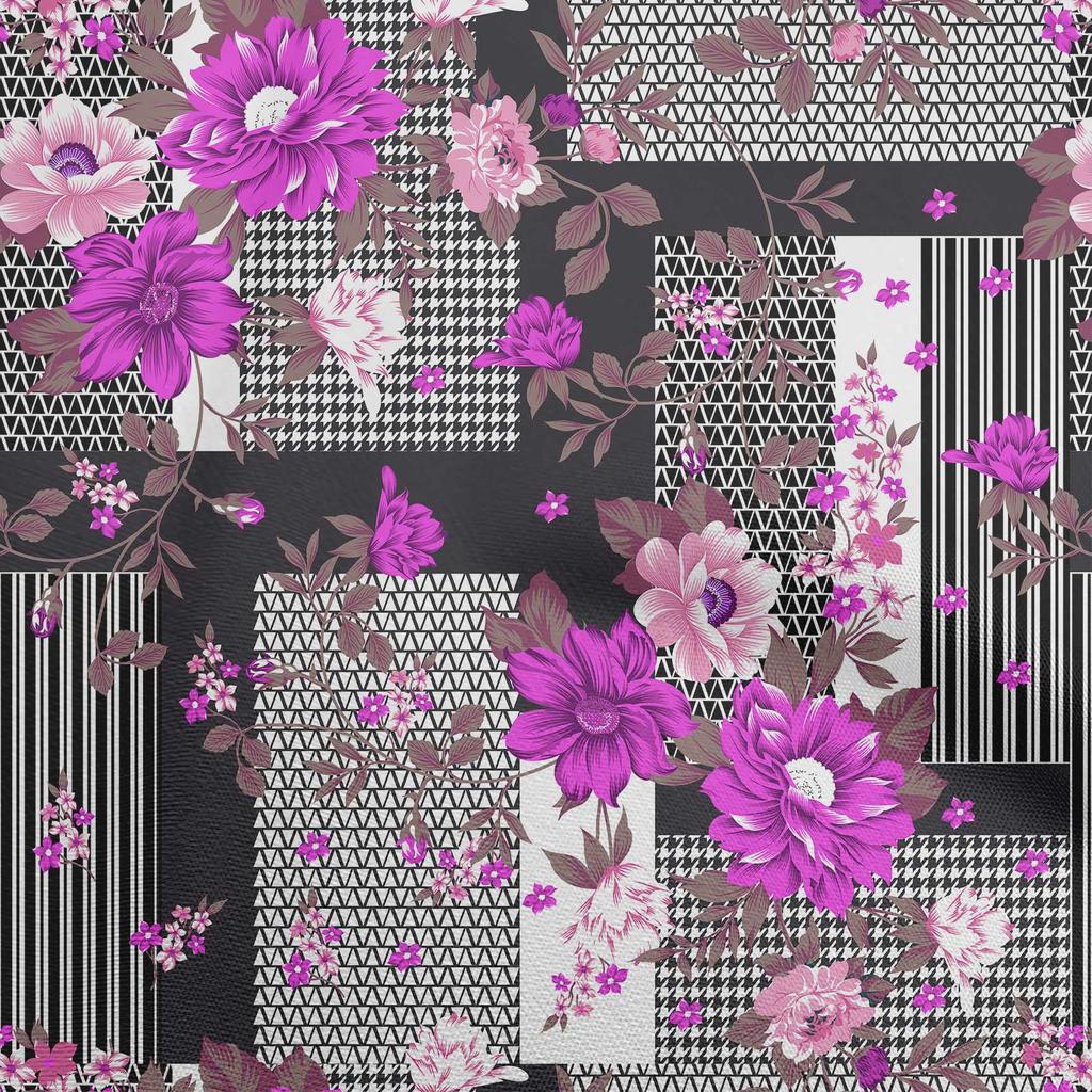 oneOone Cotton Flex Dark Beige Fabric Asian Floral With Geometrical Texture Sewing Craft Projects Fabric Prints By Yard 40 Inch