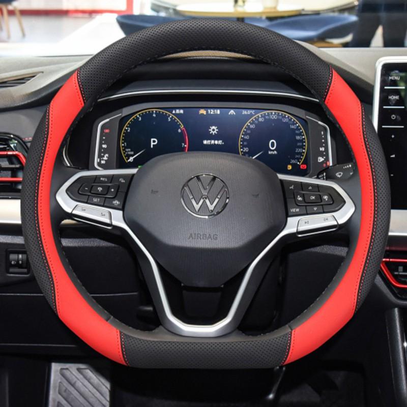 Univerzálny tenký kryt volantu z pravej kože pre VW Polo Plus, priemer 38 cm, športový štýl, pre všetky ročné obdobia