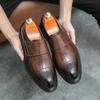 Fashion New Brown Loafers Buckle Strap Round Toe Shoes for Men Wedding Black Pu Men Dress Shoes  Size 38-46