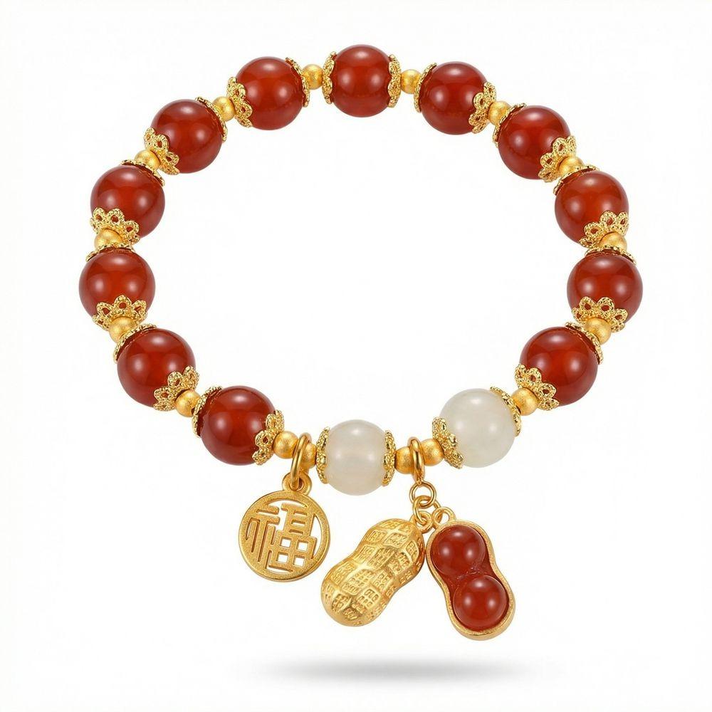 Счастливый Браслет-Кулон с Арахисом Изысканная Китайская Стиль Цепочка на Запястье Женская Style C